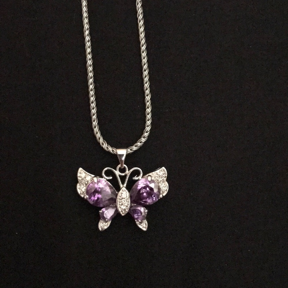 Butterfly crystal necklace with tiny cz stones